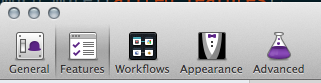 Click on the Features tab